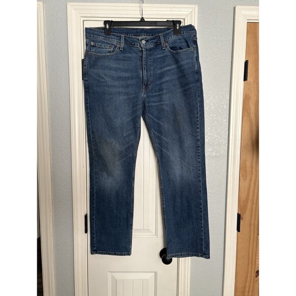 Levis 514 Jeans Mens 38X30 Slim Straight Blue Denim Pants Medium Stretch Cotton - Picture 1 of 6